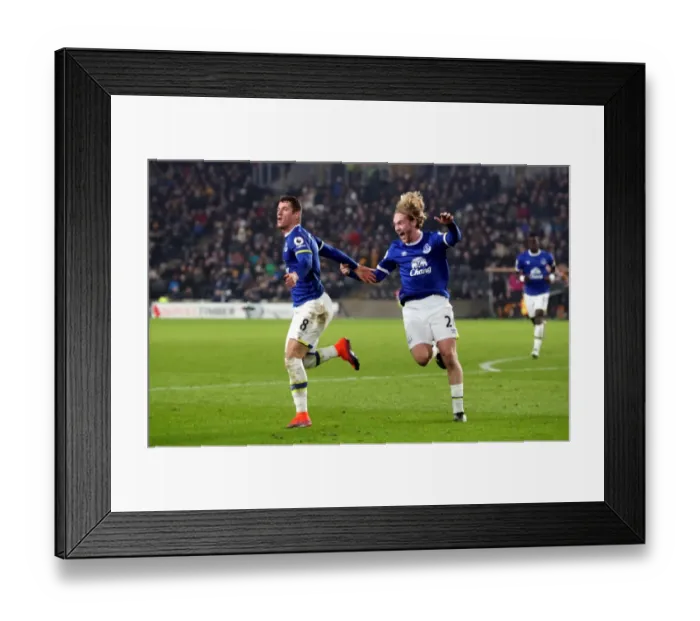 Framed Print : Everton's Ross Barkley and Tom Davies Celebrate Second Goal vs. Hull City in Premier League Framed Print : Everton's Ross Barkley and Tom Davies Celebrate Second Goal vs. Hull City in Premier League