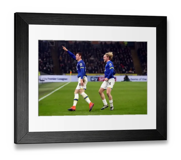 Framed Print : Ross Barkley and Tom Davies Celebrate Everton's Second Goal vs Hull City (Premier League)