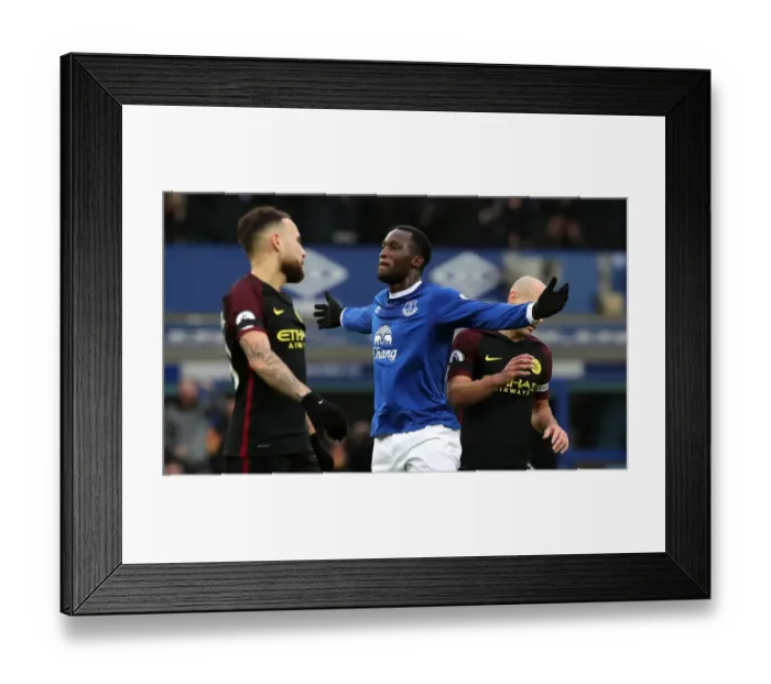 Framed Print : Romelu Lukaku's Thrilling Debut Goal: Everton vs Manchester City at Goodison Park Framed Print : Romelu Lukaku's Thrilling Debut Goal: Everton vs Manchester City at Goodison Park