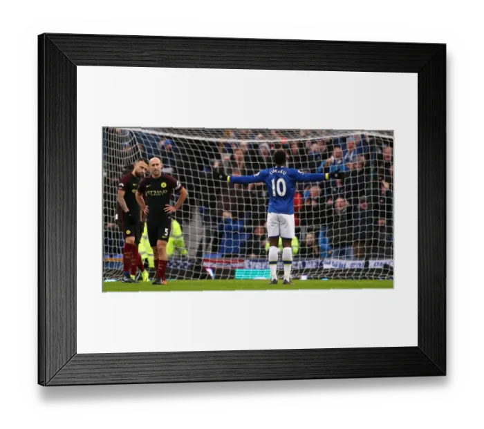 Framed Print : Everton's Romelu Lukaku Scores First Goal Against Manchester City at Goodison Park Framed Print : Everton's Romelu Lukaku Scores First Goal Against Manchester City at Goodison Park