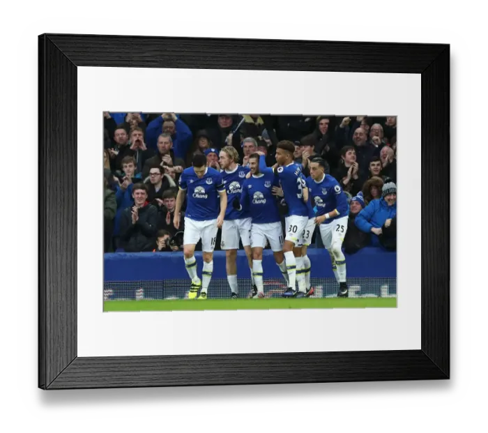 Framed Print : Everton's Kevin Mirallas Scores Second Goal Against Manchester City at Goodison Park