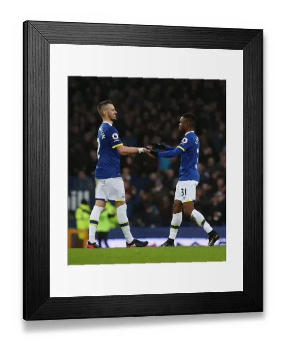 Framed Print : Everton's Schneiderlin and Lookman Celebrate Premier League Victory Over Manchester City at Goodison Park Framed Print : Everton's Schneiderlin and Lookman Celebrate Premier League Victory Over Manchester City at Goodison Park