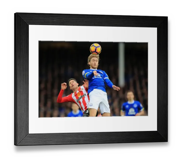 Framed Print : Battle for the Ball: Tom Davies vs Bryan Oviedo at Goodison Park Framed Print : Battle for the Ball: Tom Davies vs Bryan Oviedo at Goodison Park
