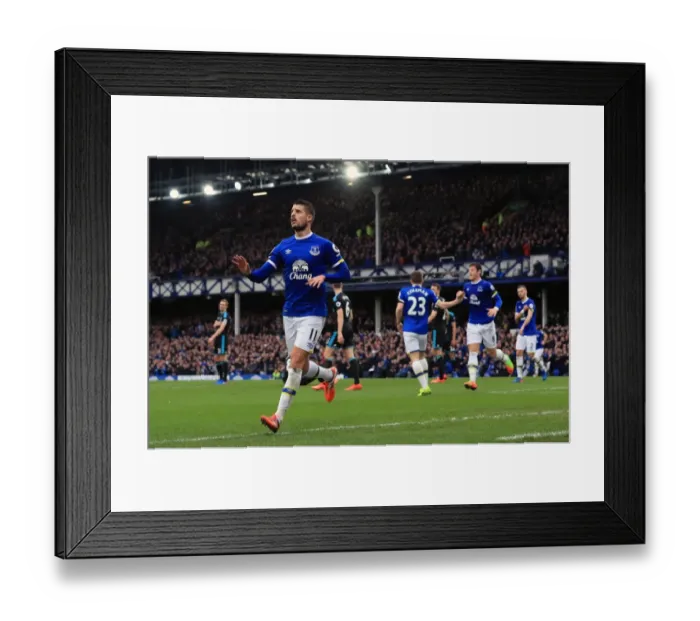 Framed Print : Everton's Kevin Mirallas Celebrates Opening Goal Against West Bromwich Albion at Goodison Park