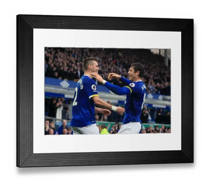 Framed Print : Schneiderlin and Barkley Celebrate Everton's Second Goal Against West Bromwich Albion at Goodison Park Framed Print : Schneiderlin and Barkley Celebrate Everton's Second Goal Against West Bromwich Albion at Goodison Park