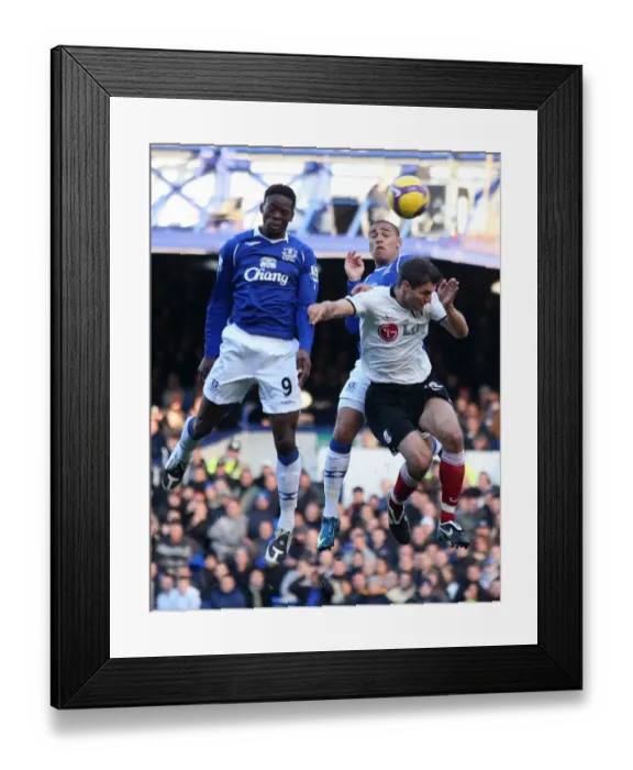Framed Print : Intense Battle: Hughes, Vaughan, Saha at Goodison Park - Everton vs Fulham, Premier League 2008 Framed Print : Intense Battle: Hughes, Vaughan, Saha at Goodison Park - Everton vs Fulham, Premier League 2008