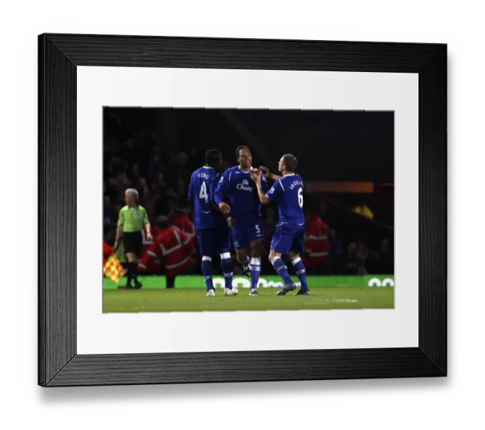 Framed Print : Lescott Scores First Everton Goal: West Ham vs. Everton, 2008 - Joleon Celebrates with Yobo and Jagielka Framed Print : Lescott Scores First Everton Goal: West Ham vs. Everton, 2008 - Joleon Celebrates with Yobo and Jagielka