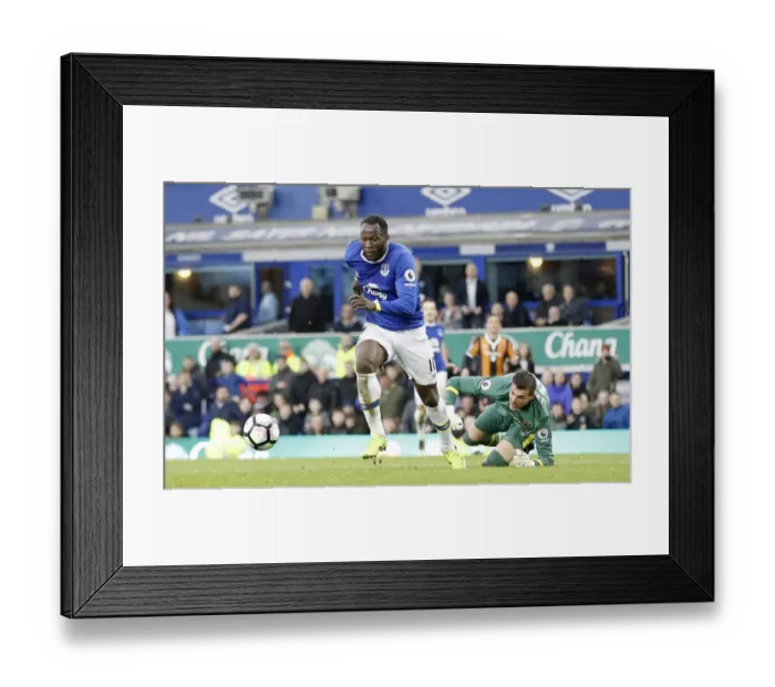 Framed Print : Everton's Romelu Lukaku Scores Fourth Goal Against Hull City at Goodison Park Framed Print : Everton's Romelu Lukaku Scores Fourth Goal Against Hull City at Goodison Park