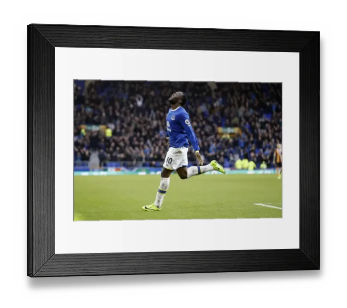 Framed Print : Everton's Romelu Lukaku Celebrates Scoring Four Goals Against Hull City at Goodison Park Framed Print : Everton's Romelu Lukaku Celebrates Scoring Four Goals Against Hull City at Goodison Park