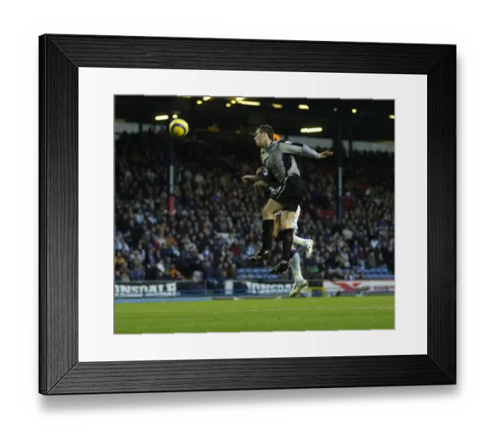 Framed Print : Thundering Header: James McFadden Scores the First Goal for Everton FC