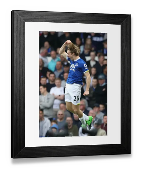 Framed Print : Tom Davies Scores the Opener: Everton's Victory Moment vs Leicester City at Goodison Park, Premier League Framed Print : Tom Davies Scores the Opener: Everton's Victory Moment vs Leicester City at Goodison Park, Premier League