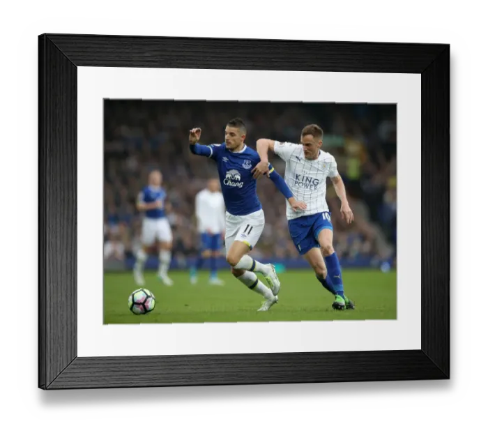 Framed Print : Everton vs Leicester City: Intense Battle for Possession at Goodison Park Framed Print : Everton vs Leicester City: Intense Battle for Possession at Goodison Park
