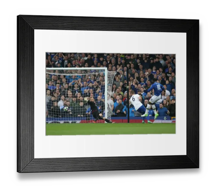Framed Print : Romelu Lukaku's Brace: Everton's Fourth Goal vs. Leicester City (Premier League 2016-17)