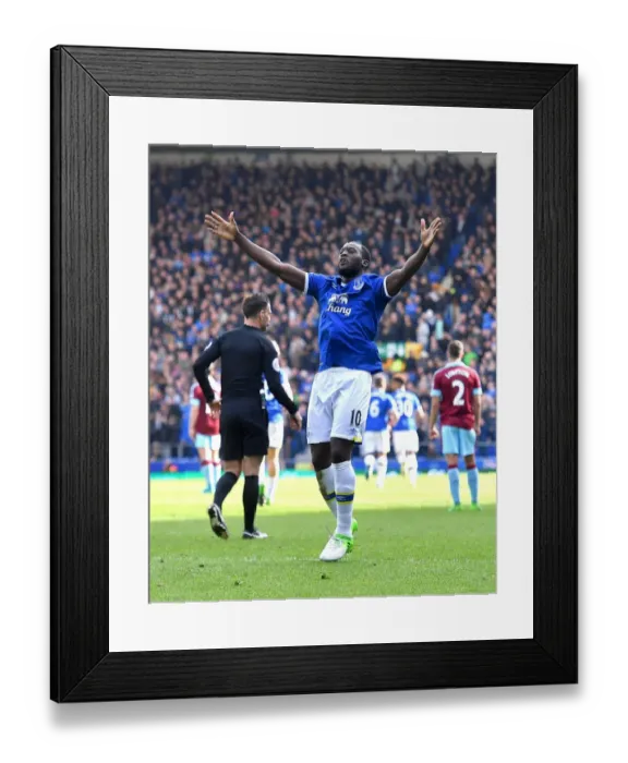 Framed Print : Everton's Romelu Lukaku Celebrates Third Goal Against Burnley (Premier League 2016-17, Everton v Burnley, Goodison Park) Framed Print : Everton's Romelu Lukaku Celebrates Third Goal Against Burnley (Premier League 2016-17, Everton v Burnley, Goodison Park)