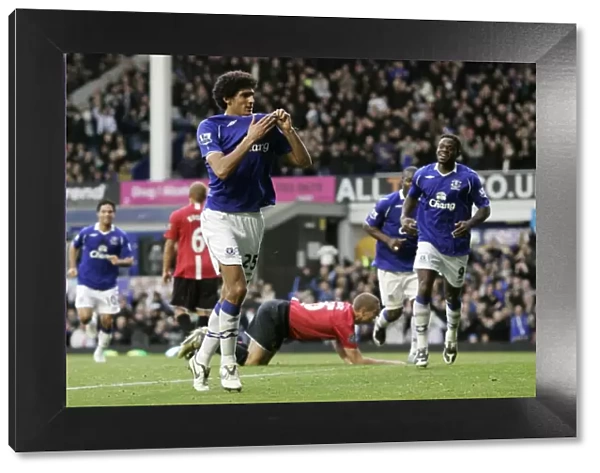 Marouane Fellaini Scores First Goal for Everton Against Manchester United in Barclays Premier League, 08 / 09 Season