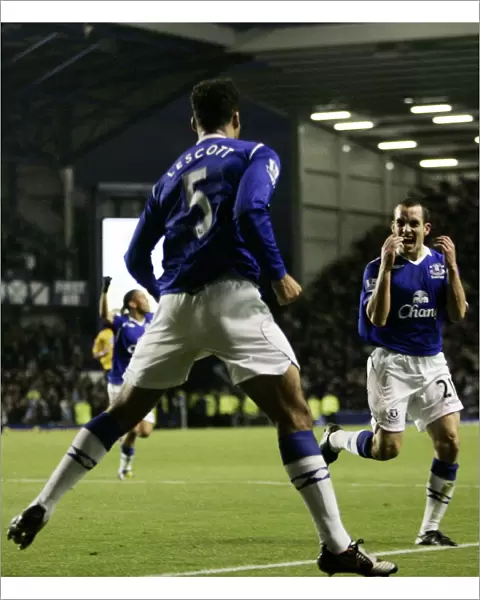 Everton's Joleon Lescott and Leon Osman Celebrate First Goal vs. Aston Villa (08 / 09)