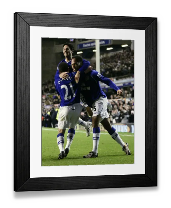 Framed Print : Everton's Joleon Lescott and Leon Osman Celebrate First Goal vs. Aston Villa (08 / 09) Framed Print : Everton's Joleon Lescott and Leon Osman Celebrate First Goal vs. Aston Villa (08 / 09)