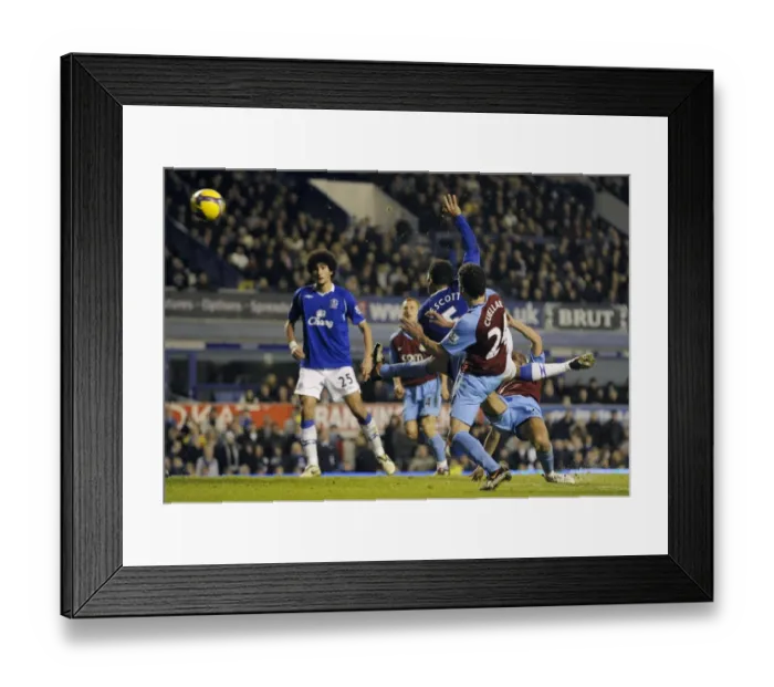 Framed Print : Joleon Lescott Scores Everton's Second Goal Against Aston Villa (7 / 12 / 08, Goodison Park)