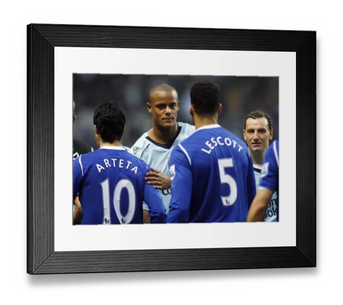 Framed Print : Manchester City vs. Everton: Kompany and Arteta's Pre-Match Handshake (08 / 09)