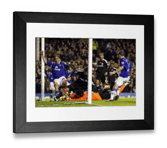 Framed Print : Disallowed Goal: Steven Pienaar, Everton vs Chelsea, Premier League 2008
