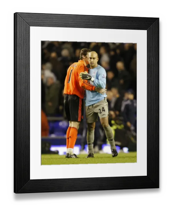 Framed Print : Everton vs. Chelsea Showdown: Tim Howard vs. Petr Cech - Decisive Moments from the 08 / 09 Barclays Premier League Match at Goodison Park Framed Print : Everton vs. Chelsea Showdown: Tim Howard vs. Petr Cech - Decisive Moments from the 08 / 09 Barclays Premier League Match at Goodison Park