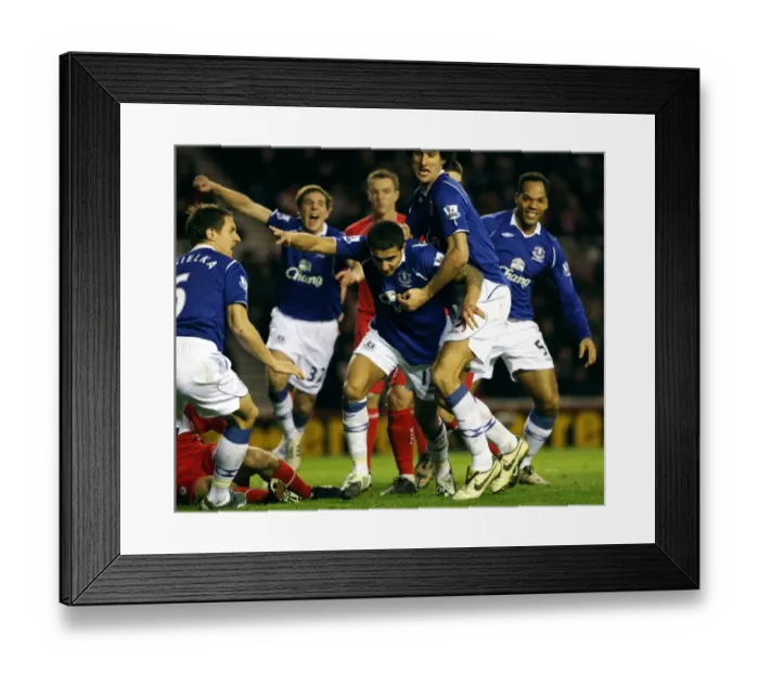 Framed Print : Tim Cahill's Goal: Everton's Victory at Middlesbrough in the Barclays Premier League, 2008 Framed Print : Tim Cahill's Goal: Everton's Victory at Middlesbrough in the Barclays Premier League, 2008