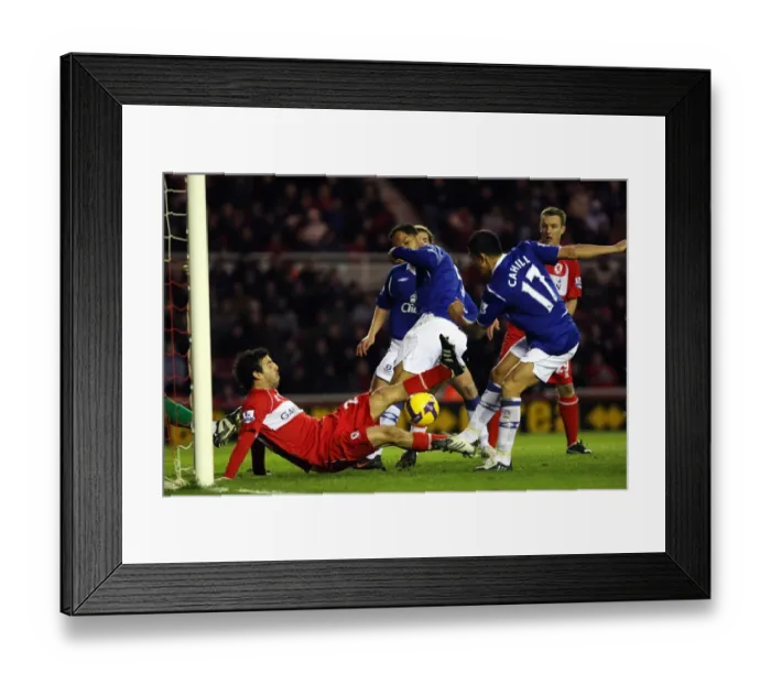 Framed Print : Tim Cahill Scores First Goal for Everton against Middlesbrough, Barclays Premier League, 2008 Framed Print : Tim Cahill Scores First Goal for Everton against Middlesbrough, Barclays Premier League, 2008