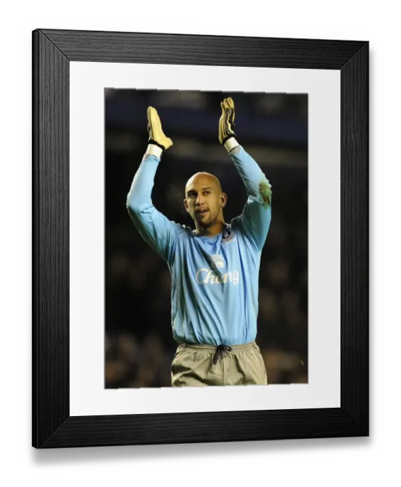 Framed Print : Tim Howard Salutes Everton Fans: Everton vs Hull City, Barclays Premier League, Goodison Park, January 10, 2009