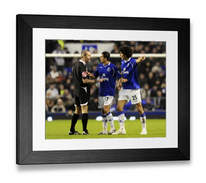 Framed Print : Everton's Tim Cahill and Marouane Fellaini Go Head-to-Head Against Hull City and Referee Martin Atkinson in the Barclays Premier League, 2009 Framed Print : Everton's Tim Cahill and Marouane Fellaini Go Head-to-Head Against Hull City and Referee Martin Atkinson in the Barclays Premier League, 2009