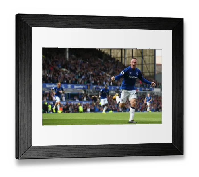 Framed Print : Rooney's Goal: Everton's First Strike Against Stoke City (Premier League 2017-18, Everton vs Stoke City, Goodison Park)