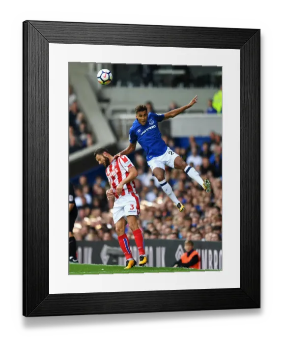 Framed Print : Everton vs Stoke City: Intense Battle for Possession - Dominic Calvert-Lewin vs Erik Pieters at Goodison Park (Premier League 2017-18)
