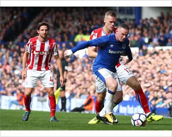 Rooney vs Shawcross and Allen: Intense Battle at Goodison Park - Everton vs Stoke City, Premier League 2017-18