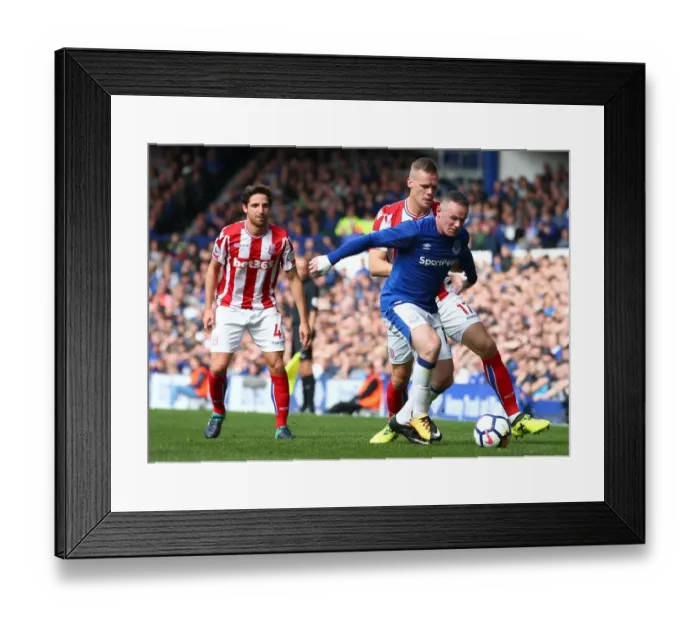 Framed Print : Rooney vs Shawcross and Allen: Intense Battle at Goodison Park - Everton vs Stoke City, Premier League 2017-18