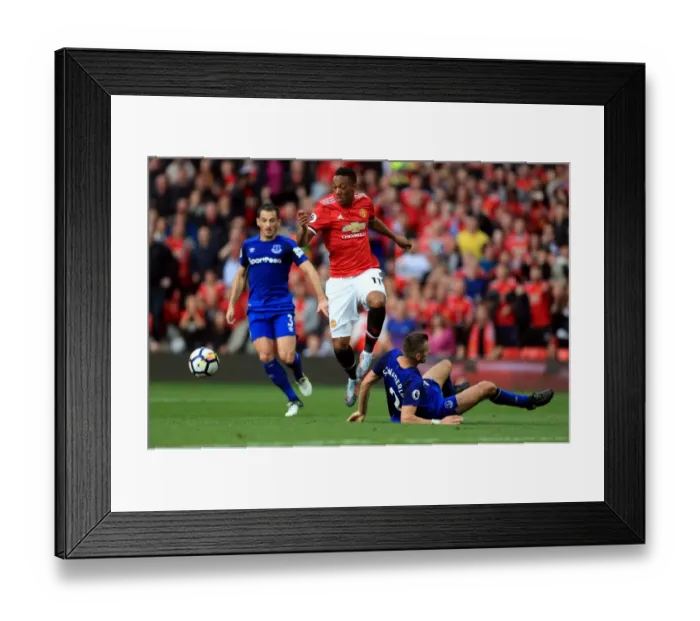 Framed Print : Manchester United vs. Everton: Anthony Martial Wins Contested Ball Against Morgan Schneiderlin, Resulting in Penalty Call