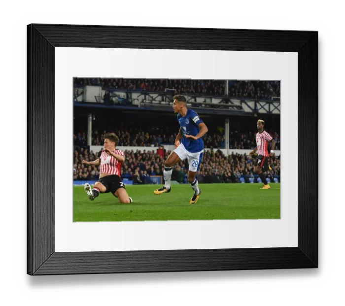 Framed Print : Dominic Calvert-Lewin Scores the Second Goal: Everton vs Sunderland in Carabao Cup Third Round at Goodison Park