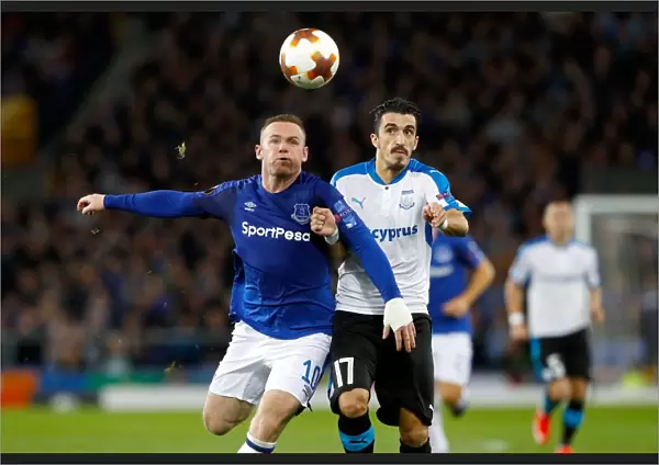 Rooney vs. Cunha: Battle for the Ball in UEFA Europa League Group E - Everton vs. Apollon Limassol at Goodison Park