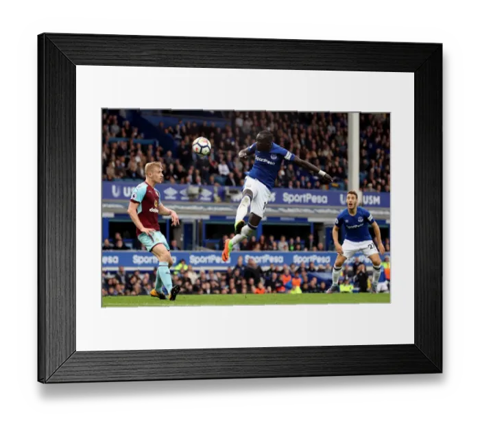Framed Print : Wide Miss: Oumar Niasse Heads Astray During Everton vs Burnley Premier League Match at Goodison Park Framed Print : Wide Miss: Oumar Niasse Heads Astray During Everton vs Burnley Premier League Match at Goodison Park