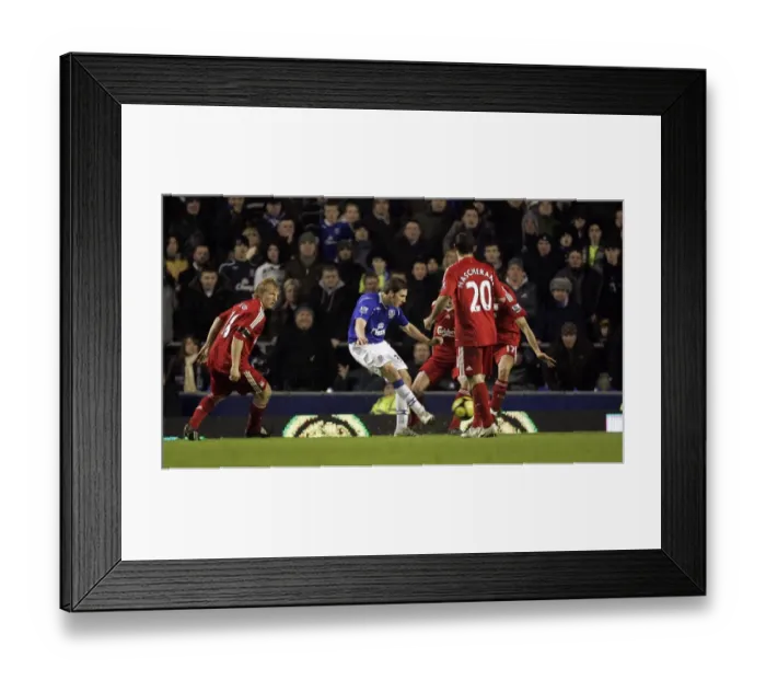 Framed Print : Dan Gosling Scores the First Goal: Everton vs. Liverpool FA Cup Fourth Round Replay, Goodison Park - 2009
