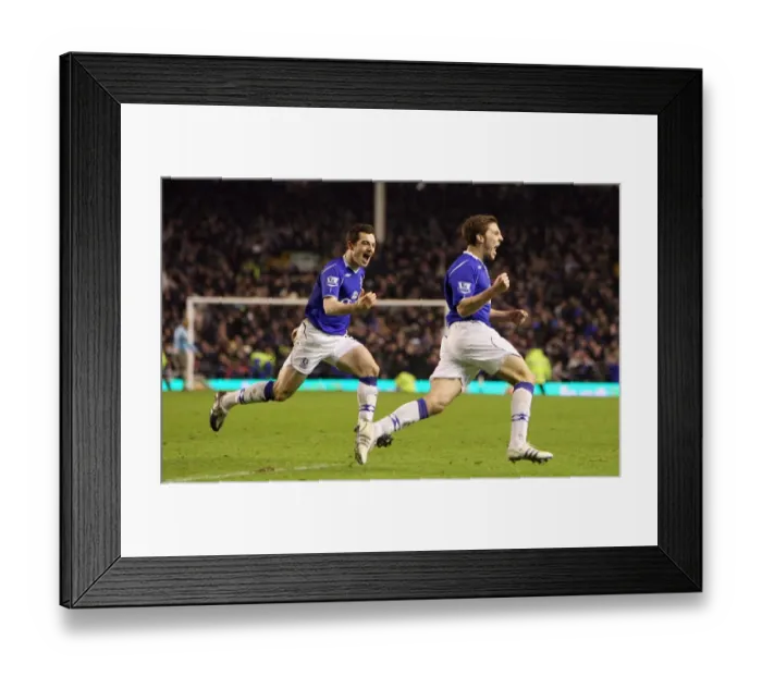 Framed Print : Dan Gosling Scores the Historic First Goal Against Liverpool in FA Cup Fourth Round Replay at Goodison Park (2009) Framed Print : Dan Gosling Scores the Historic First Goal Against Liverpool in FA Cup Fourth Round Replay at Goodison Park (2009)