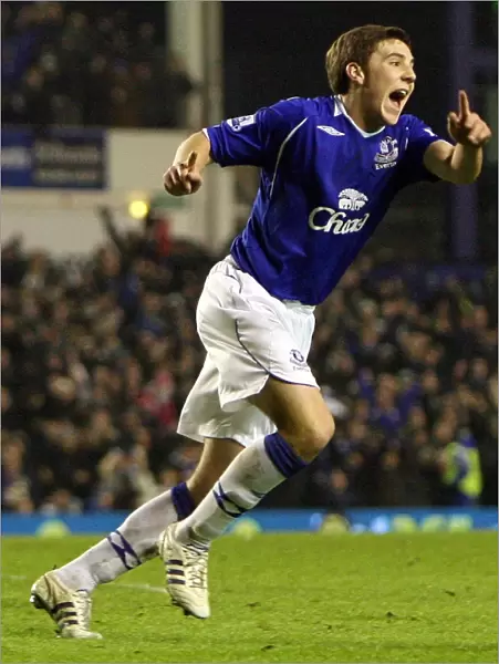 Dan Gosling Scores the Thrilling First Goal for Everton Against Liverpool in the FA Cup Fourth Round Replay at Goodison Park (2009)