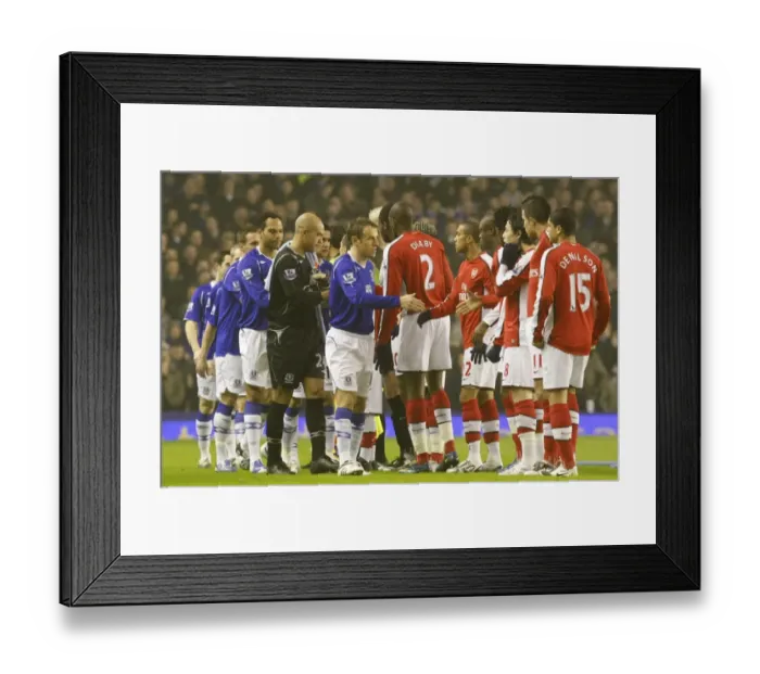 Framed Print : Phil Neville's Unforgettable Handshake: Everton vs Arsenal, Barclays Premier League (08 / 09 Season, 28 / 01 / 09) Framed Print : Phil Neville's Unforgettable Handshake: Everton vs Arsenal, Barclays Premier League (08 / 09 Season, 28 / 01 / 09)