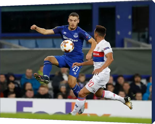 Everton vs. Olympique Lyonnais - Group E Clash: A Battle for the Ball (Nikola Vlasic vs. Marcal)