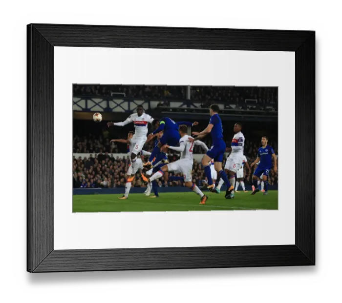 Framed Print : Ashley Williams Scores First Goal for Everton in Europa League Clash against Olympique Lyonnais at Goodison Park Framed Print : Ashley Williams Scores First Goal for Everton in Europa League Clash against Olympique Lyonnais at Goodison Park