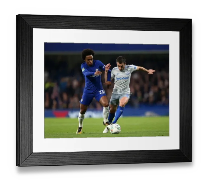 Framed Print : Willian vs. Baines: Battle for the Ball in Carabao Cup Fourth Round Clash between Chelsea and Everton at Stamford Bridge Framed Print : Willian vs. Baines: Battle for the Ball in Carabao Cup Fourth Round Clash between Chelsea and Everton at Stamford Bridge