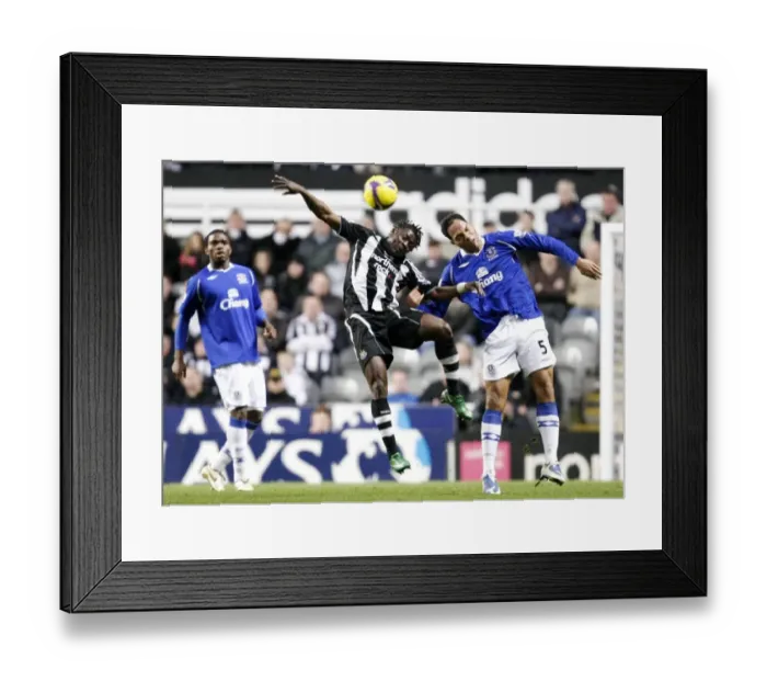 Framed Print : Lescott vs Martins: A Battle in the 2008-09 Everton vs Newcastle United Premier League Clash