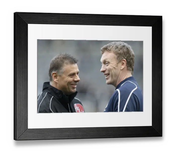 Framed Print : Moyes and Halsey: A Light-Hearted Moment at St. James Park - Everton vs. Newcastle United, 2009 Barclays Premier League Framed Print : Moyes and Halsey: A Light-Hearted Moment at St. James Park - Everton vs. Newcastle United, 2009 Barclays Premier League