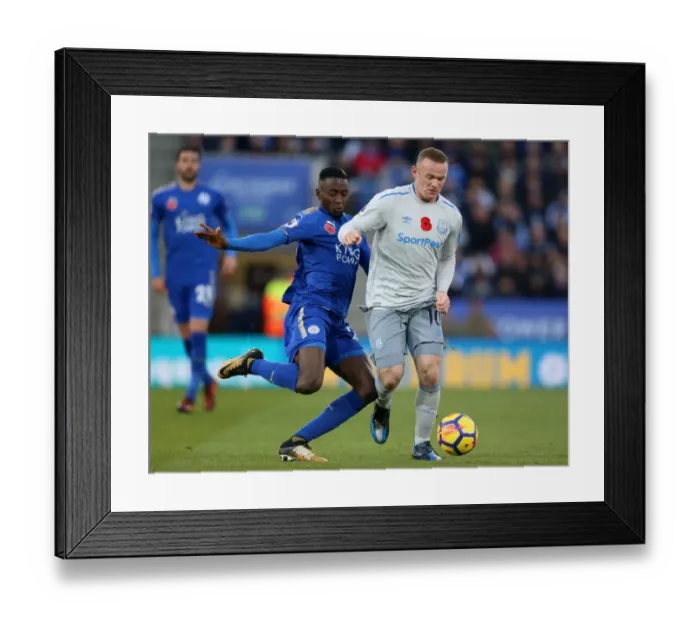Framed Print : Leicester City vs Everton: Intense Battle for the Ball between Wilfred Ndidi and Wayne Rooney