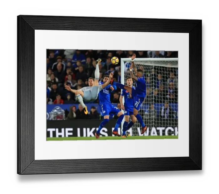 Framed Print : Phil Jagielka's Overhead Kick Attempt at King Power Stadium: Leicester City vs Everton, Premier League Framed Print : Phil Jagielka's Overhead Kick Attempt at King Power Stadium: Leicester City vs Everton, Premier League