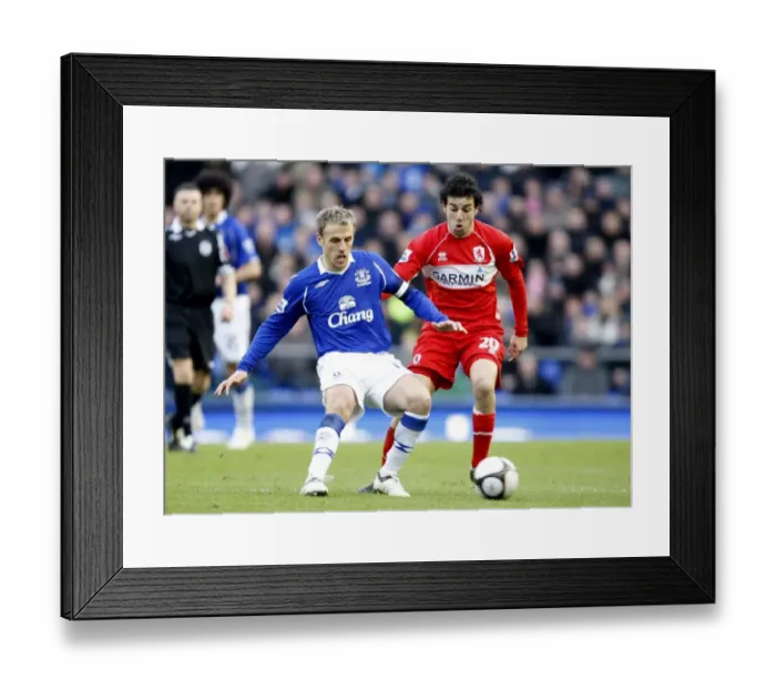 Framed Print : Phil Neville vs Julio Arca: Everton vs Middlesbrough FA Cup Quarterfinal Showdown, 08 / 09 Framed Print : Phil Neville vs Julio Arca: Everton vs Middlesbrough FA Cup Quarterfinal Showdown, 08 / 09