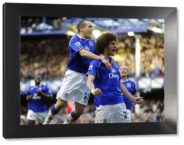 Everton's Fellaini and Osman Celebrate FA Cup Quarterfinal Goal vs. Middlesbrough (2009)